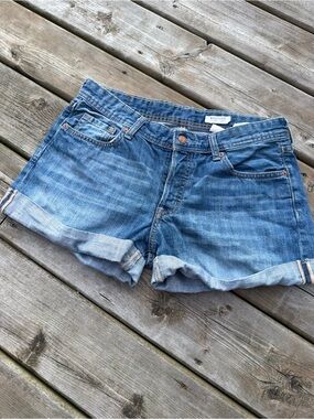 H&M &DENIM Boyfriend Denim Shorts Size 8 Cuffed